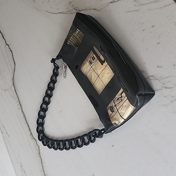 CHANEL Handbags - Chanel Windows Vinyl Matelasse Windows Line Plastic Chain Black shoulder bag